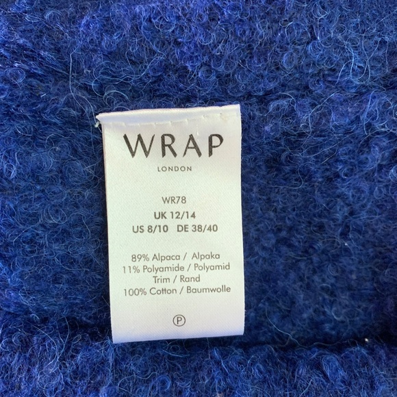 WRAP London Blue Cotton Alpaca Sweater Size US 8/10 - Picture 7 of 10